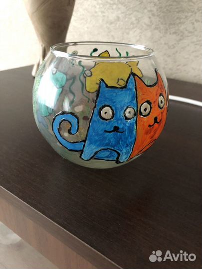 Ваза маленькая круглая из стекла