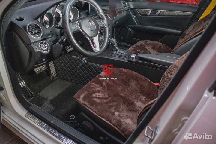 3D коврики из экокожи mercedes c-classe/мерседес с