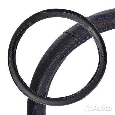Оплетка на руль, искусст. кожа, текстура карбон, ч