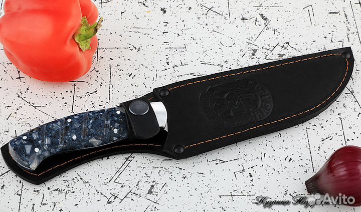 Нож Шеф № 8 сталь 95Х18 рукоять акрил синий