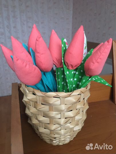 Букетик тюльпанов из текстиля