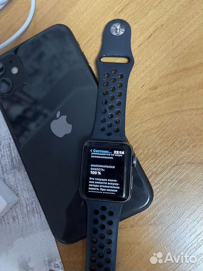 Часы apple watch 3 38 mm 100%