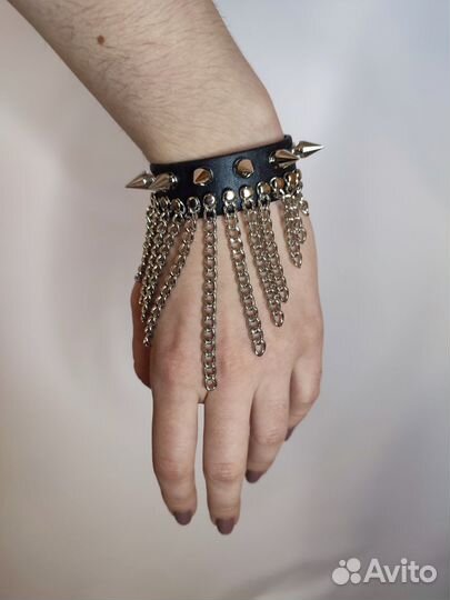 Кожаный браслет рок с шипами, рок-атрибутика