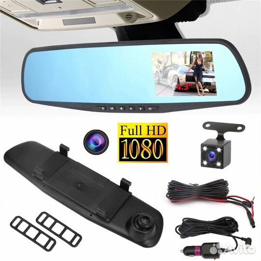 Видеорегистратор зеркало с камерой заднего вида