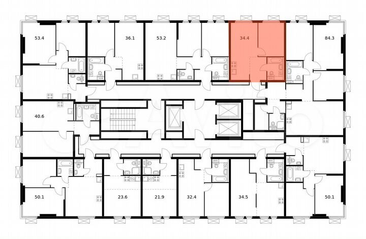 1-к. квартира, 34,4 м², 19/22 эт.