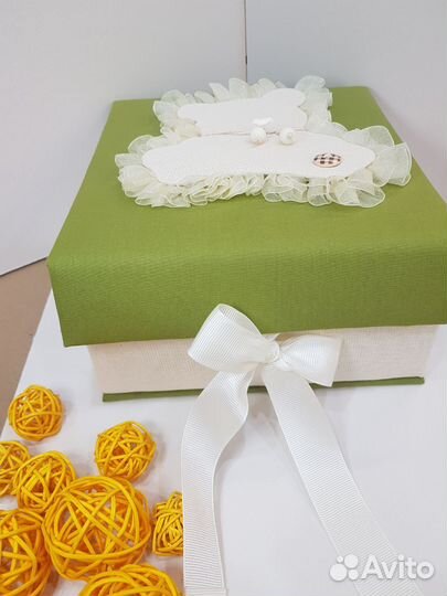 Коробка-шкатулка с мягкой хлопковой обтяжкой