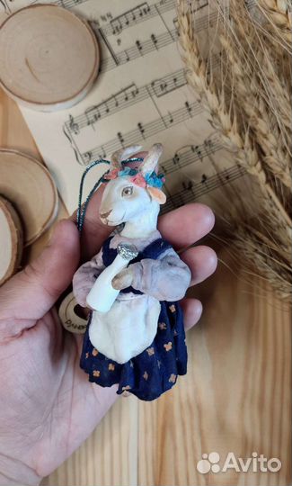 Ватная ёлочная игрушка Козочка