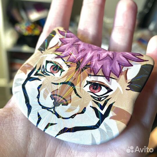 Сукуна - Значок-котик с ламинацией 