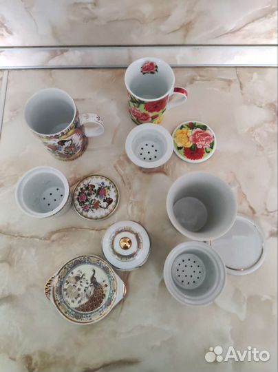 Кружки с керамическим ситечком и лимонница