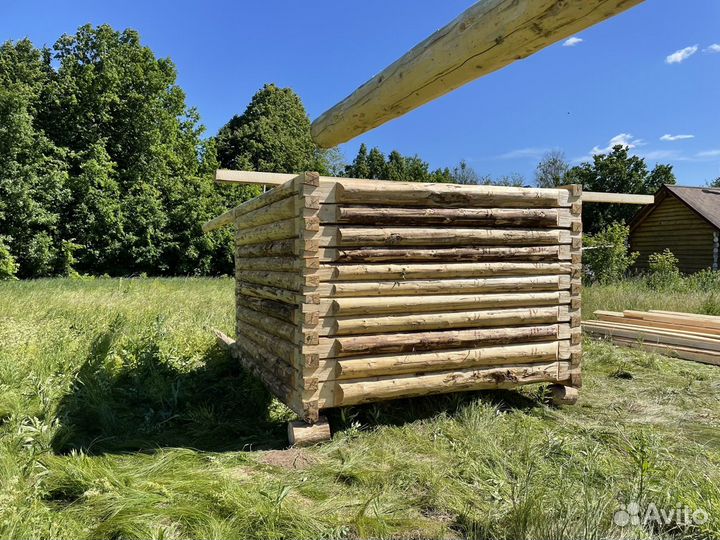 Сруб бани 3х3 с выносами