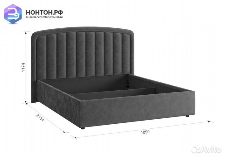 Кровать Сиена 2 1.6 м серо-синяя