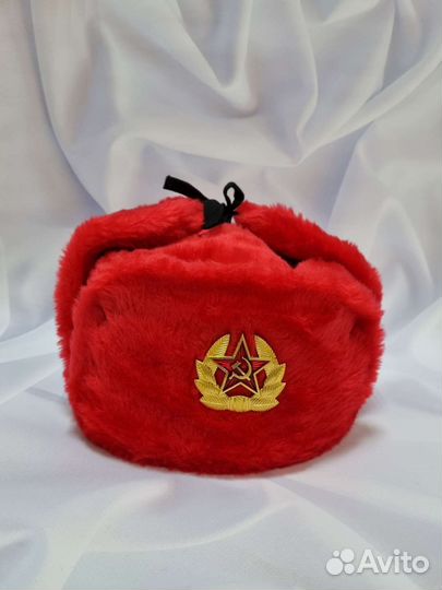Шапка ушанка красная
