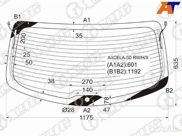 Стекло заднее mazda mazda3