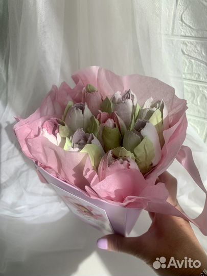 Цветы из зефира. Сладкий букет