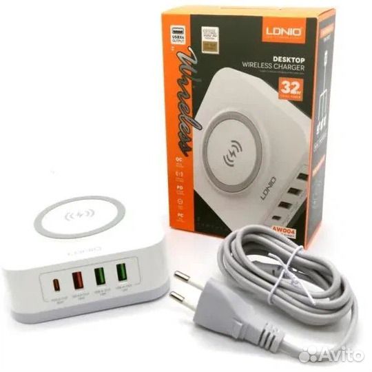 Беспроводная зарядная станция + 3 USB + Type-C