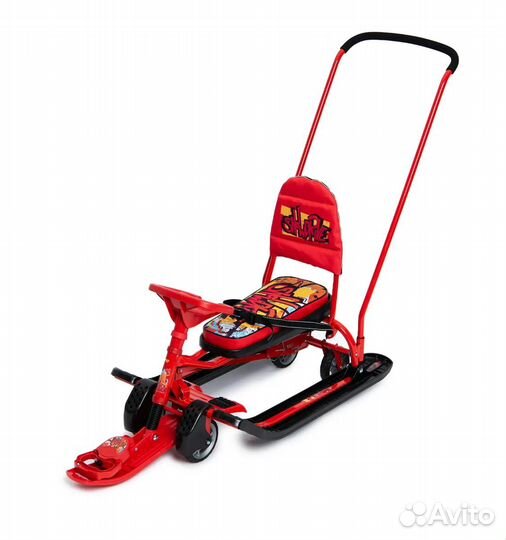 Детский снегокат с ручкой и колесами бу