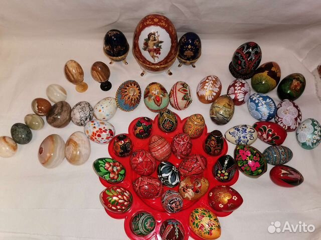 Яйца пасхальные оникс, роспись по дереву, стекло