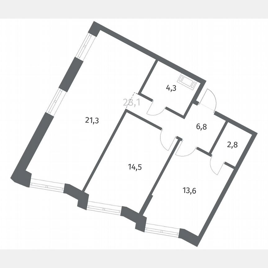 2-к. квартира, 63,3 м², 3/12 эт.