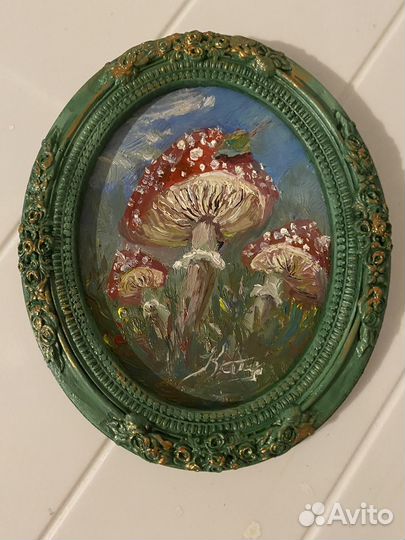 Картина маслом мухоморы