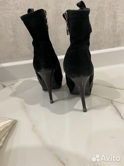 Ботильоны натуральная замша, натуральный мех