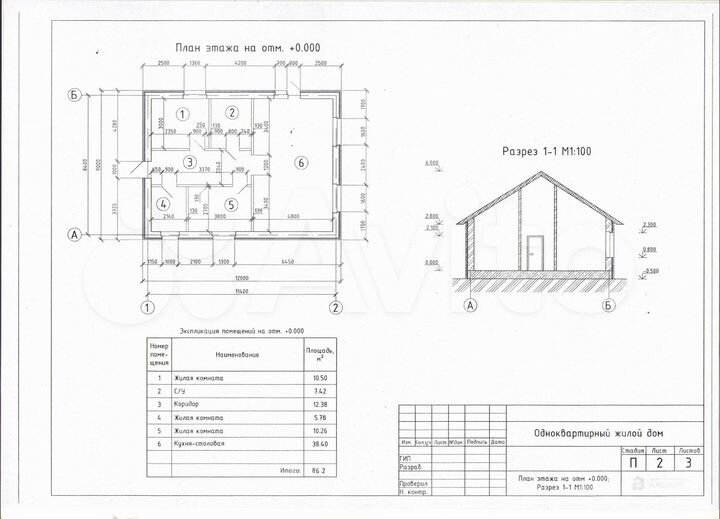 Коттедж 86 м² на участке 5 сот.
