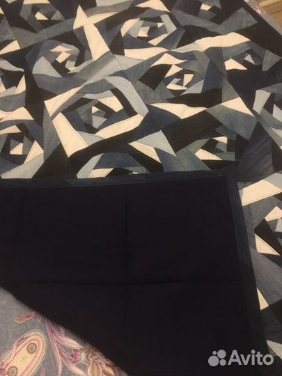 Покрывало плед ручной работы джинсовое