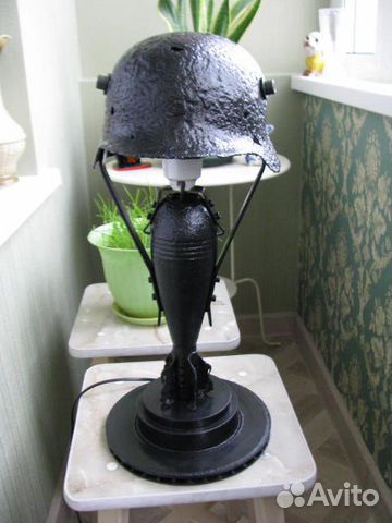 Немецкая каска настольная лампа (шульц) артобъект