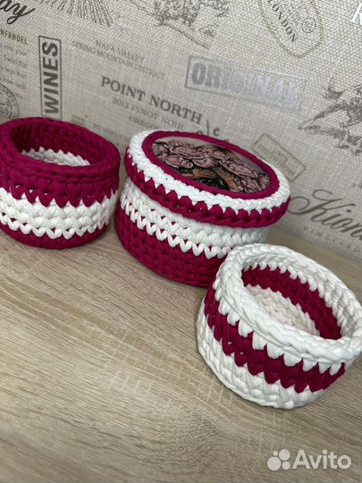 Интерьерные корзинки из трикотажной пряжи