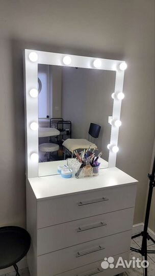 Гримерное зеркало с лампочками