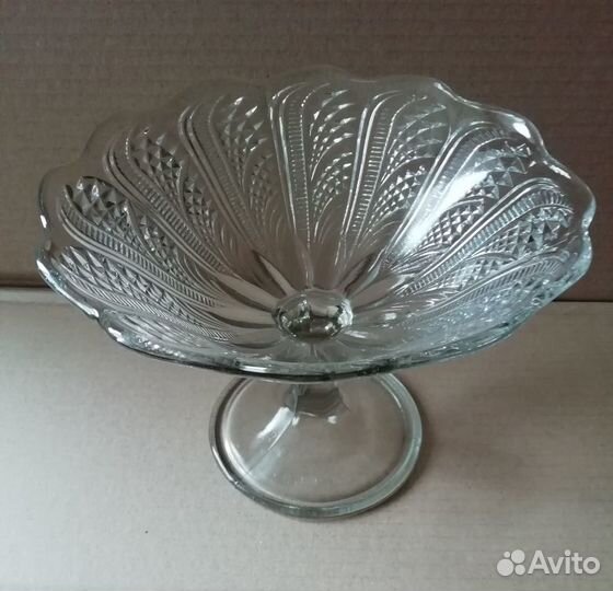 Ваза фруктовница клеймо 1кдо стекло СССР 50-е годы