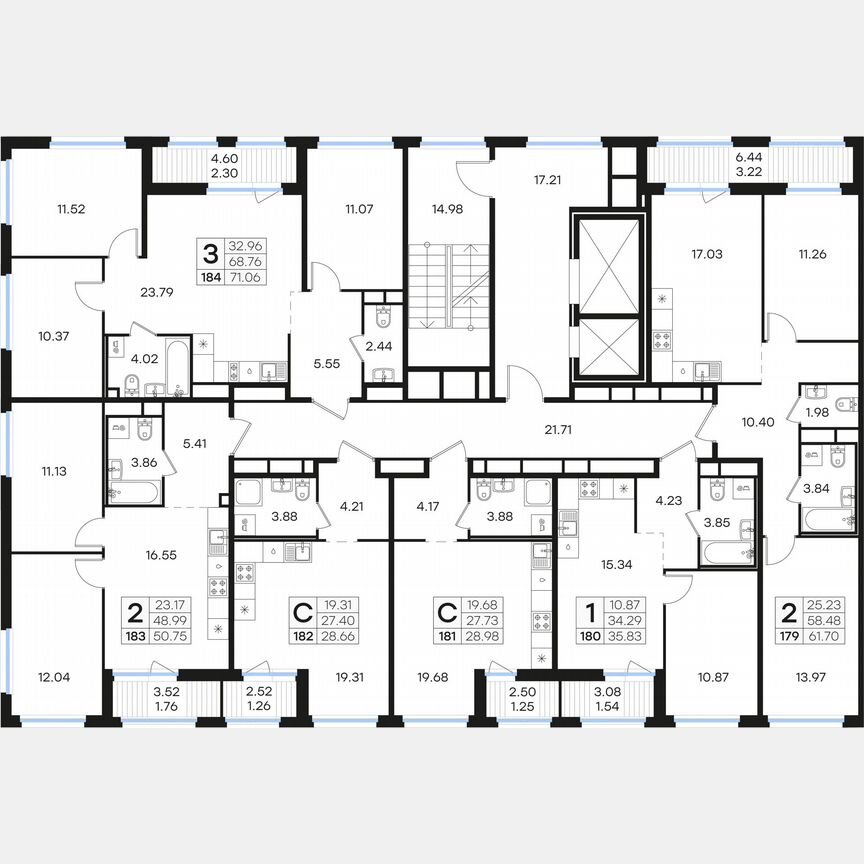 3-к. квартира, 71,1 м², 6/15 эт.