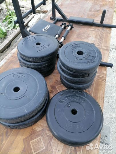 Турник настенный 3 в 1 бу. Блины обрезиненные