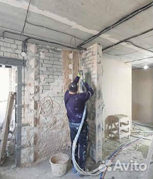 Штукатурка стен под обои. Механизированная