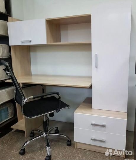 Пкс-7 Дуб сонома/Белый письменно-компьютерный стол