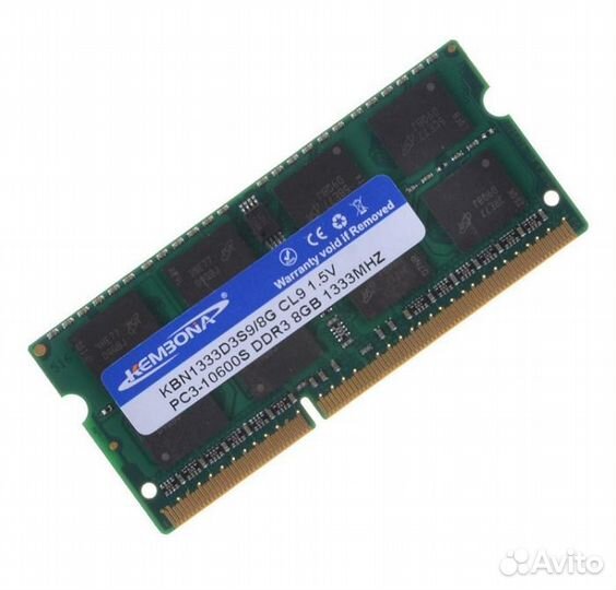 Б/у озу So-Dimm 8Gb PC3-10600s, DDR3-1333, KemBona