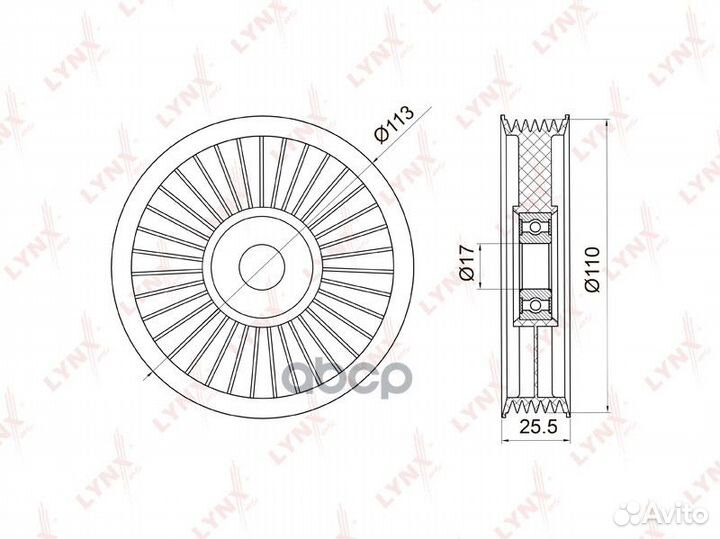 Ролик направляющий приводного ремня PB-7008 LYN