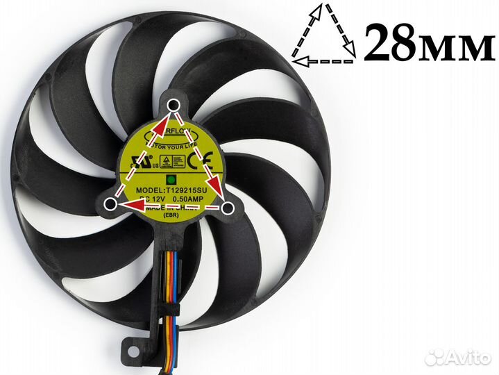 Вентилятор для Asus Strix RTX2070 RTX2080 87мм №1