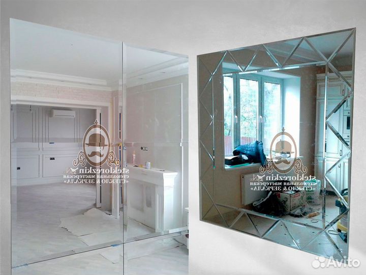 Зеркальное панно на стену, дверь, колонну,в багете