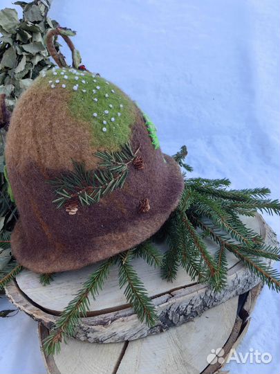 Шапка для бани валяная 100% шерсть