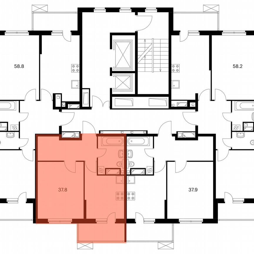 1-к. квартира, 37,8 м², 24/25 эт.