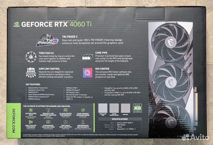 MSI RTX 4060 Ti Gaming X Slim 8G (Новая, Ситилинк)