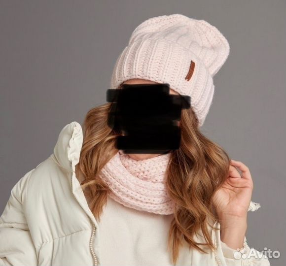 Тёплый комплект шапка+снуд
