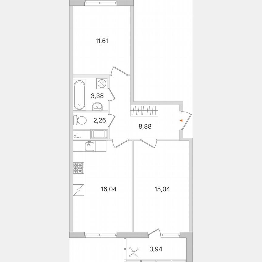 2-к. квартира, 59,2 м², 2/8 эт.