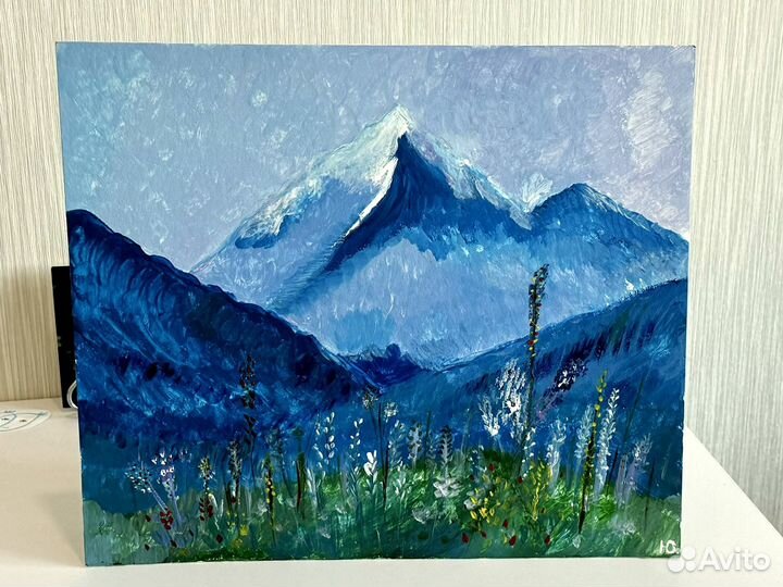 Картина акриловыми красками альпийские горы пейзаж