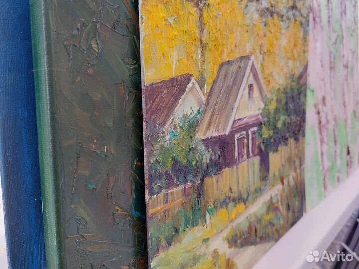 Картина Дача осенний пейзаж живопись в подарок