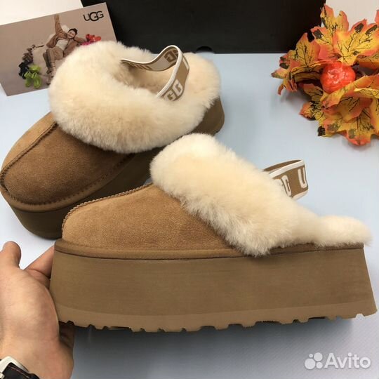 Меховые тапочки Ugg Funkette Suede Platform