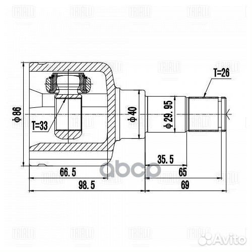 ШРУС внутренний левый GO 1039 Trialli
