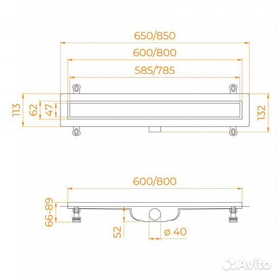 Душевой лоток RGW Drain Leo-41-80 800 Хром