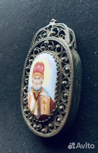 Панагия Николай Чудотворец с филигранью