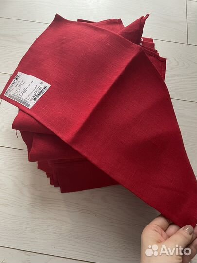 Льняные салфетки 35 штук 45*45 красные